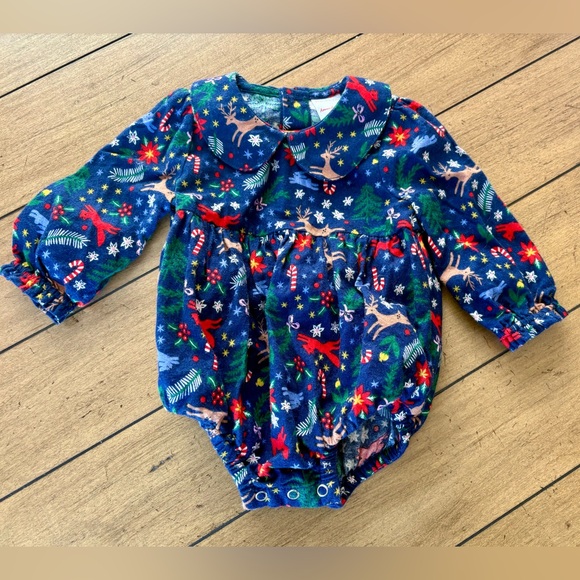 Hanna Andersson Winter Wonderland Woven Flannel Bubble Romper, Size 12-18 months - Picture 1 of 3